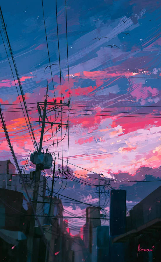 Aesthetic Phone Electric Post Wallpaper