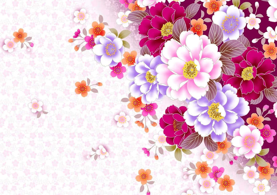 Aesthetic Pink Floral Design Wallpaper