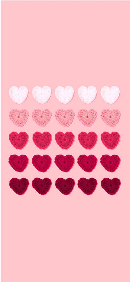Aesthetic Pink Iphone Embroidered Hearts Wallpaper