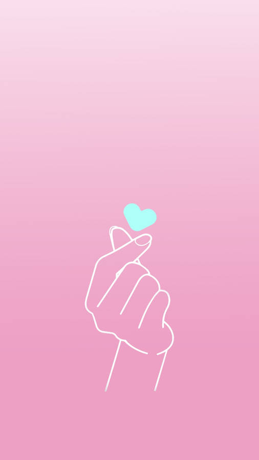 Aesthetic Pink Iphone Finger Heart Wallpaper