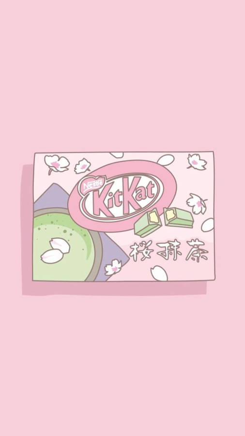 Aesthetic Pink Iphone Matcha Kitkat Wallpaper
