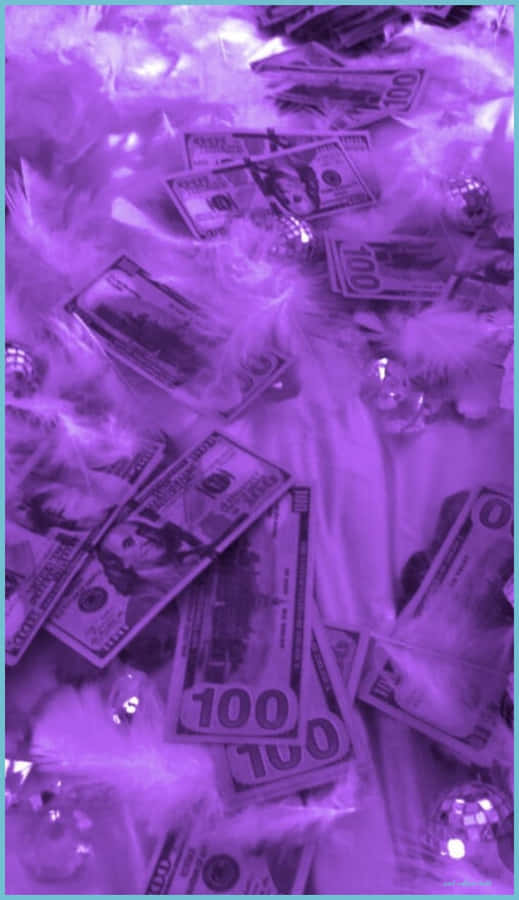 Aesthetic Purple Baddie Dollar Bills Wallpaper