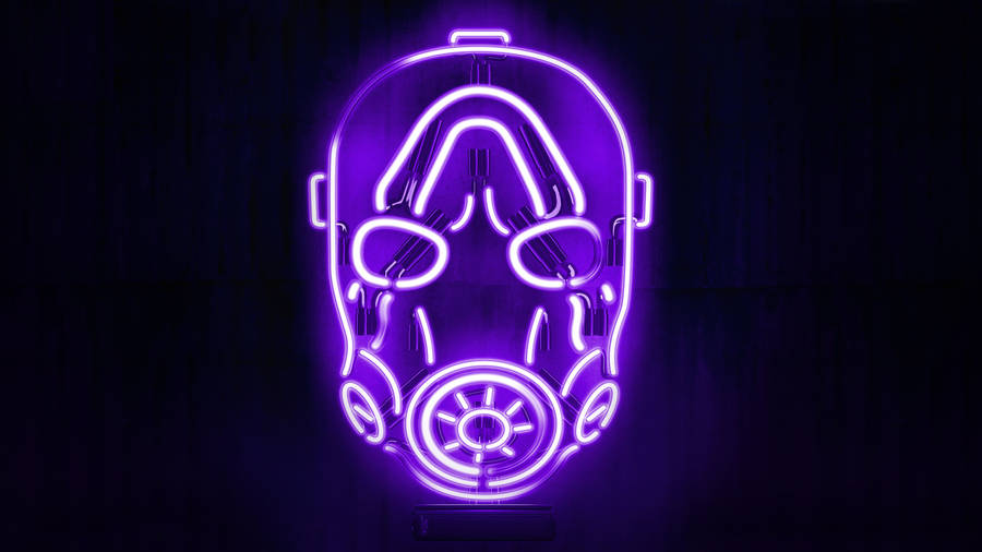 Aesthetic Purple Neon Computer Featuring A Helmet Wallpaper