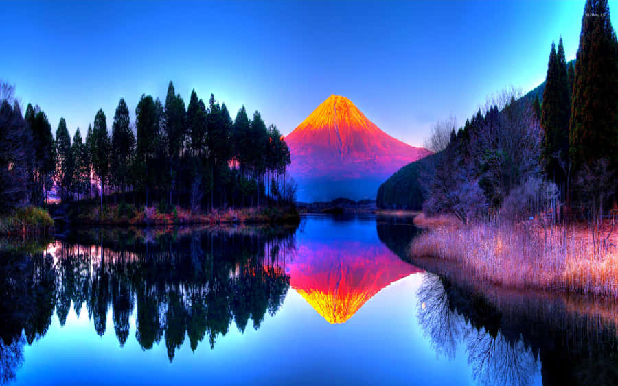 Aesthetic Rainbow Colored Volcano Wallpaper