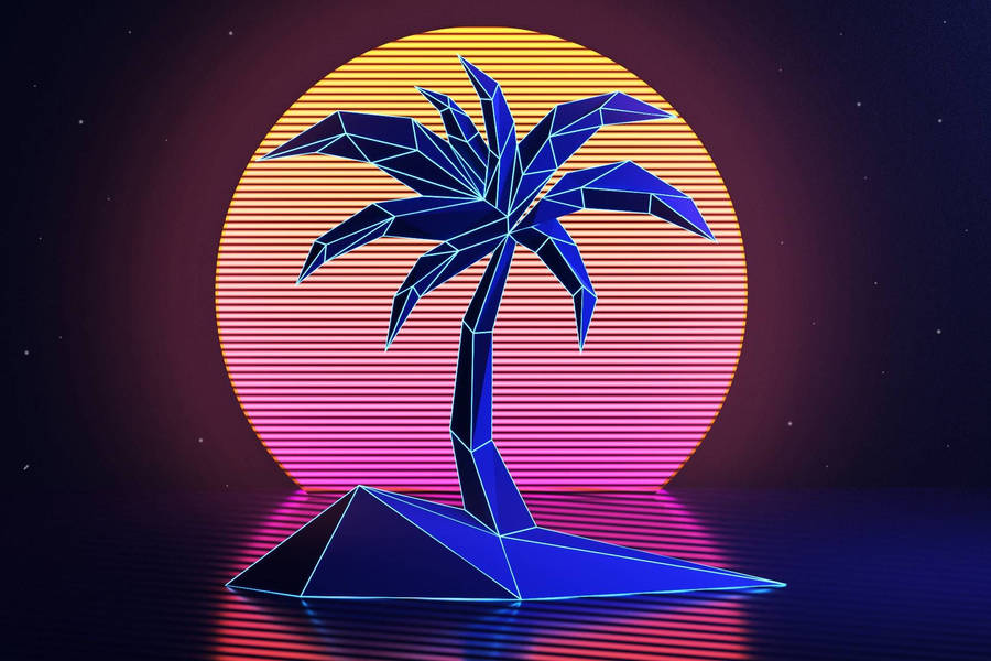 Aesthetic Retro Geometric Island Wallpaper