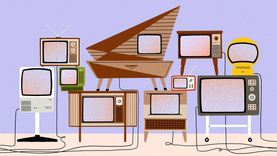 Aesthetic Retro Vintage Televisions Wallpaper