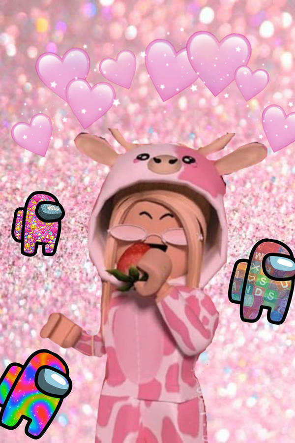 Aesthetic Roblox Pink Cow Outfit Wallpaper