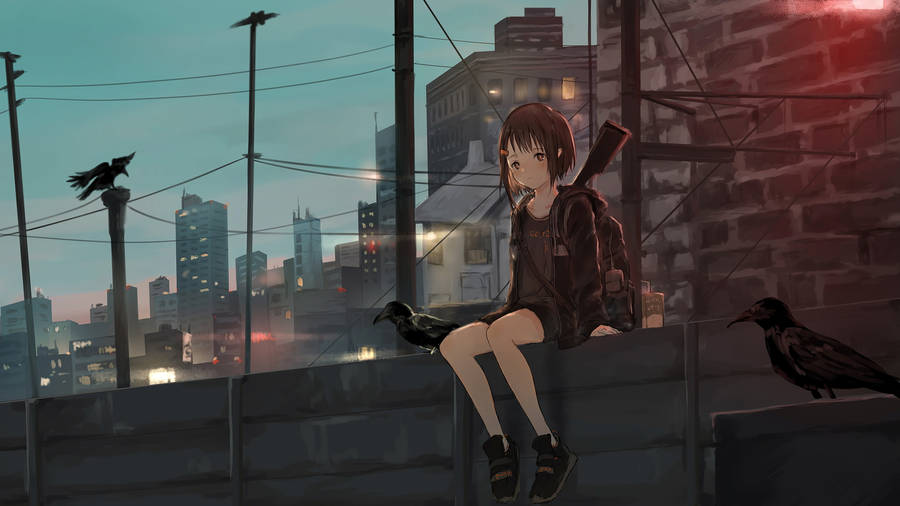 Aesthetic Sad Anime Girl Blac Crows Wallpaper