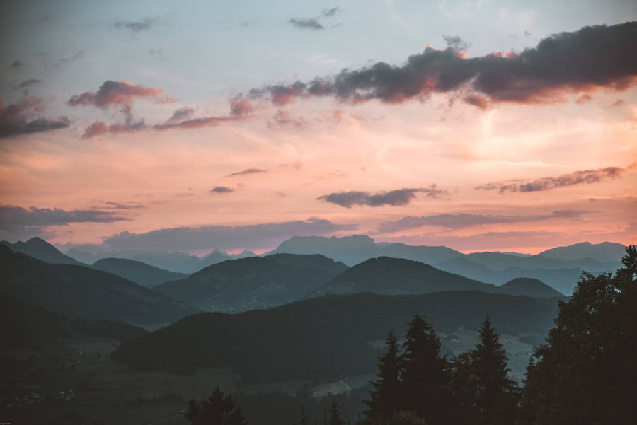 Aesthetic Sky In Pastel Orange And Blue Wallpaper