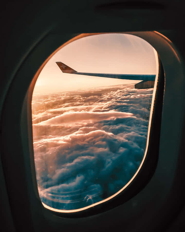 Aesthetic Sunset Clouds Inside Airplane Wallpaper