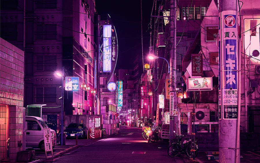 Aesthetic Vibe Street In Fukuoka Wallpaper