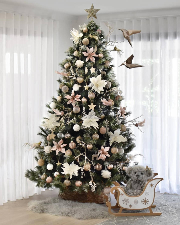 Aesthetic White Christmas Tree Wallpaper