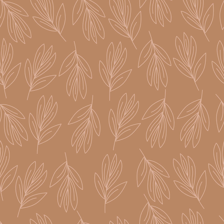 Aesthetic White Leaves Over Beige Background Wallpaper