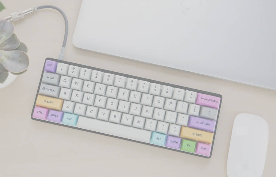 Aesthetic White Mechanical Keyboard Wallpaper