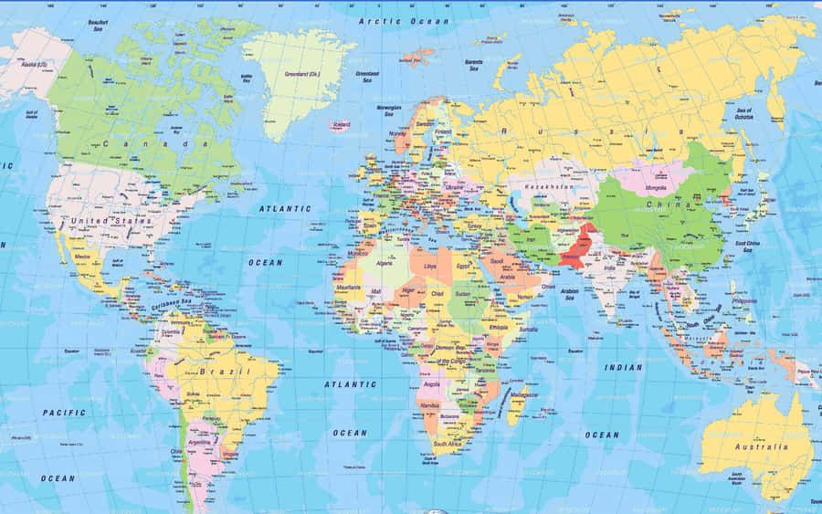 'aesthetic World Map: Explore The Beautiful Landmarks Of Our Planet' Wallpaper