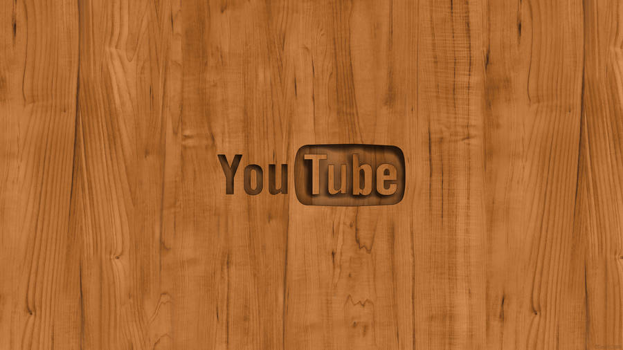 Aesthetic Youtube Etched Wooden Logo Wallpaper