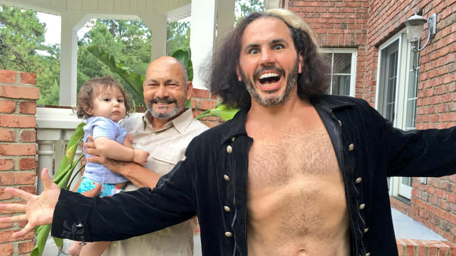 Aew American Wrestler Matt Hardy With Family Wallpaper