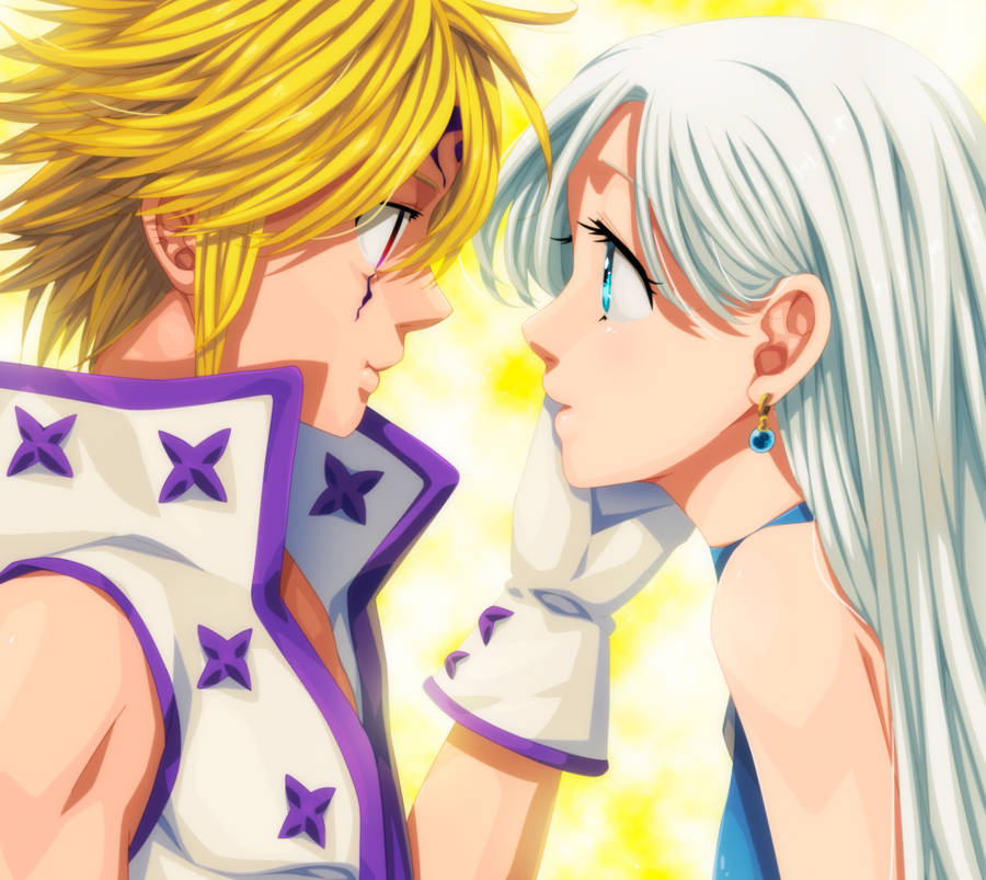 Affectionate Elizabeth Liones And Meliodas Wallpaper