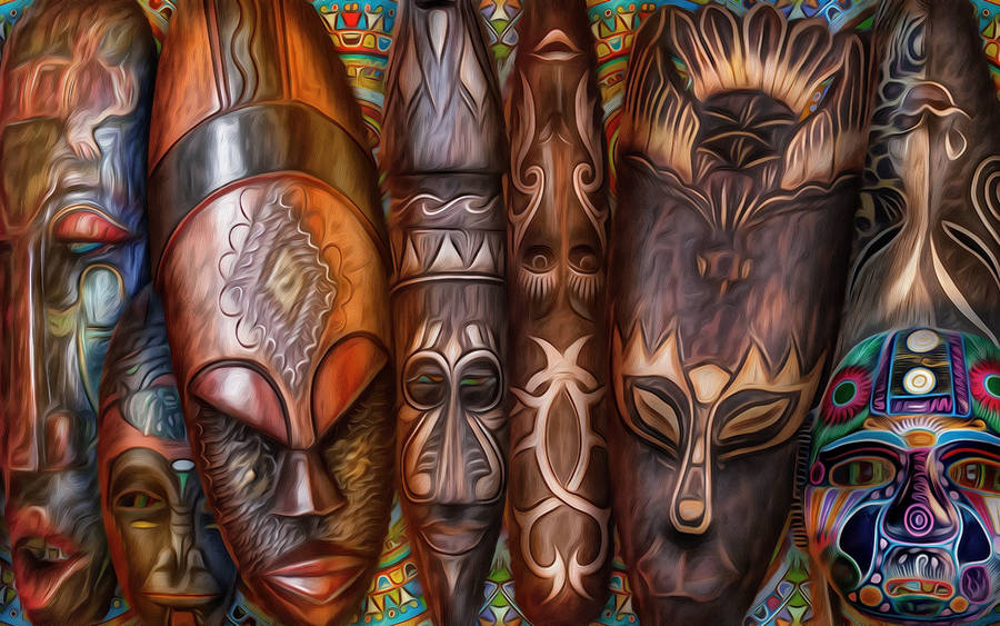 African Mask Art Wallpaper