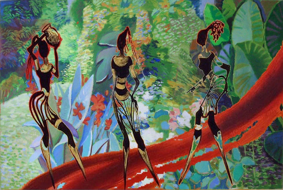 African Women Art Painting Wallpaper