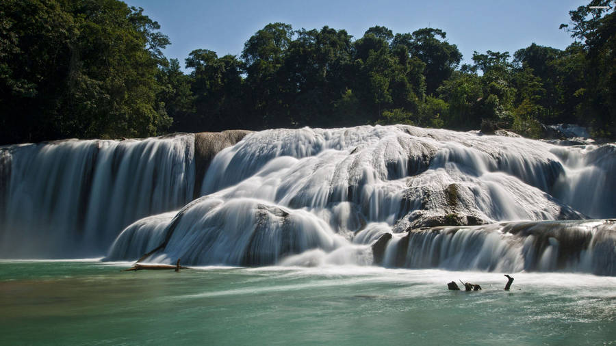 Agua Azul Waterfall In Mexico Wallpaper