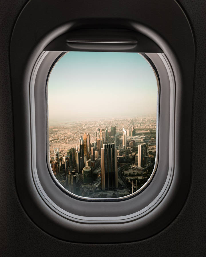 Airplane Window City Buildings Skyscrapers Wallpaper