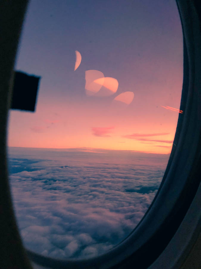 Airplane Window Travel Clouds Sunset Wallpaper