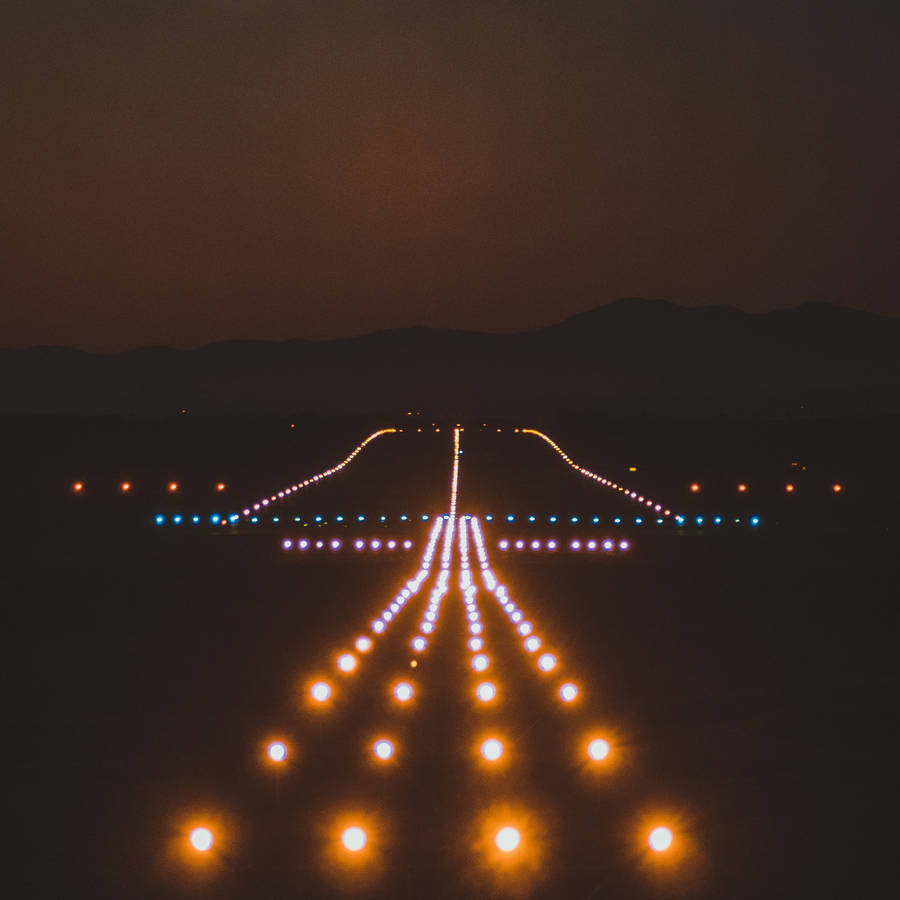 Airport Runway At Night Wallpaper