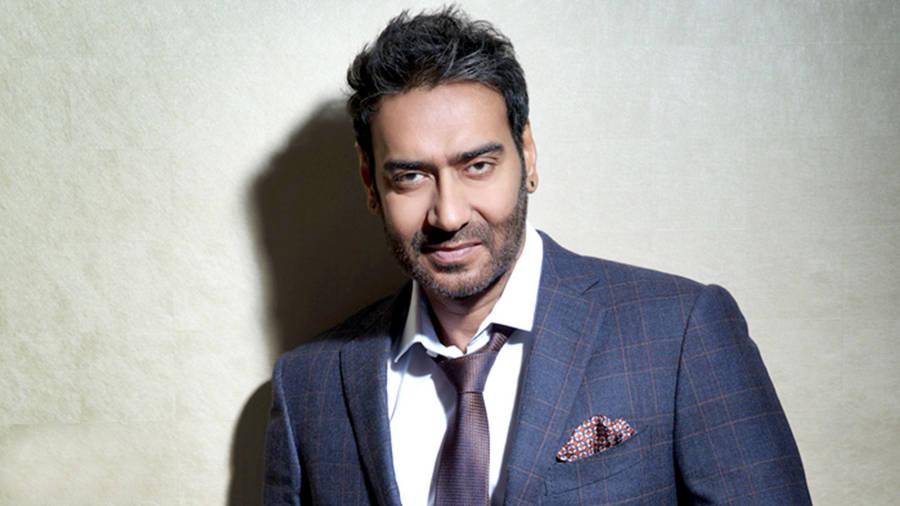 Ajay Devgn Dark Blue Plaid Suit Wallpaper