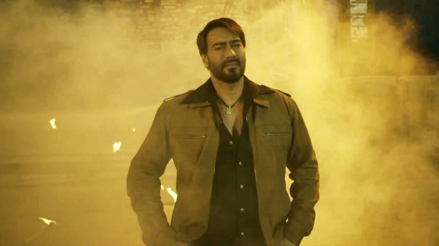 Ajay Devgn In Brown Jacket Outfit Wallpaper