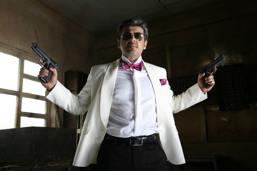 Ajith Two Pistols Hd Wallpaper