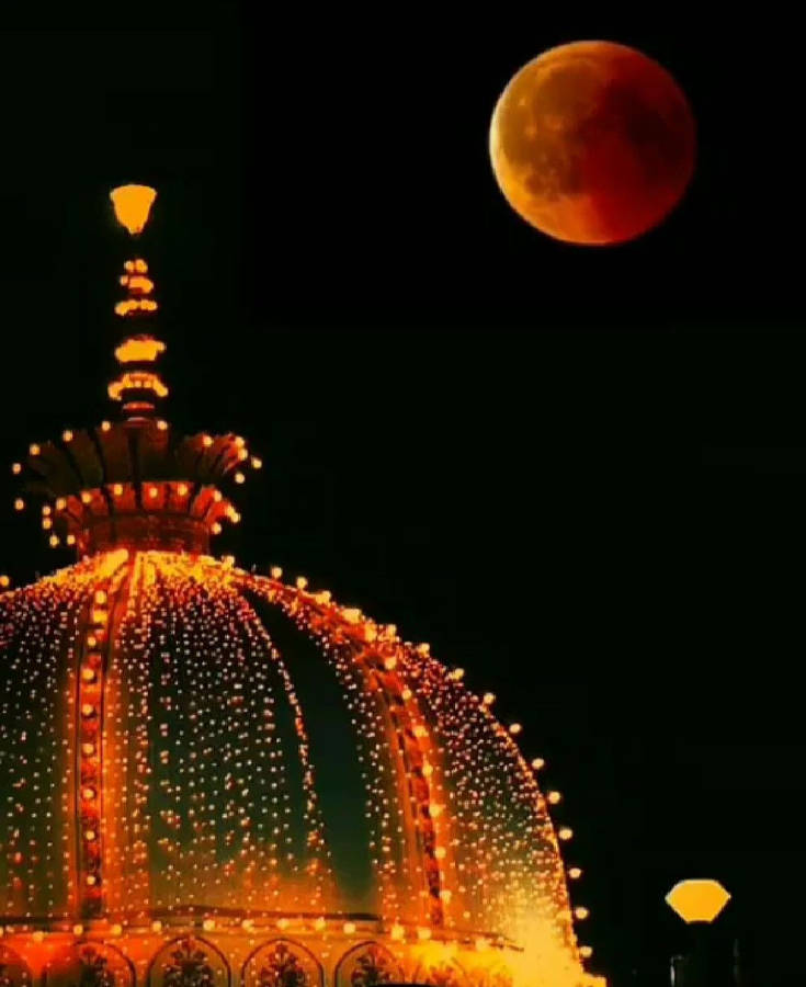 Ajmer Shrine Red Moon Wallpaper