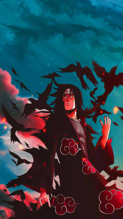 Akatsuki Itachi With Crows Blue Wallpaper