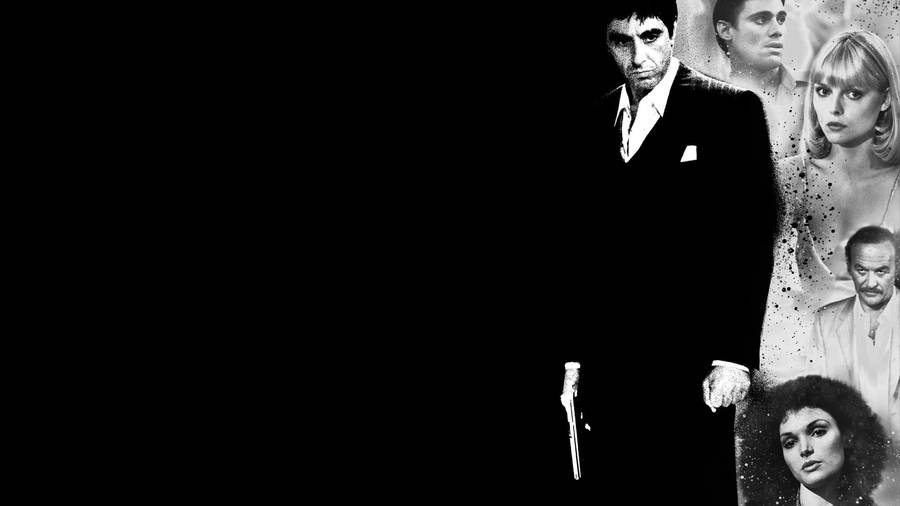 Al Pacino Scarface Black And White Wallpaper