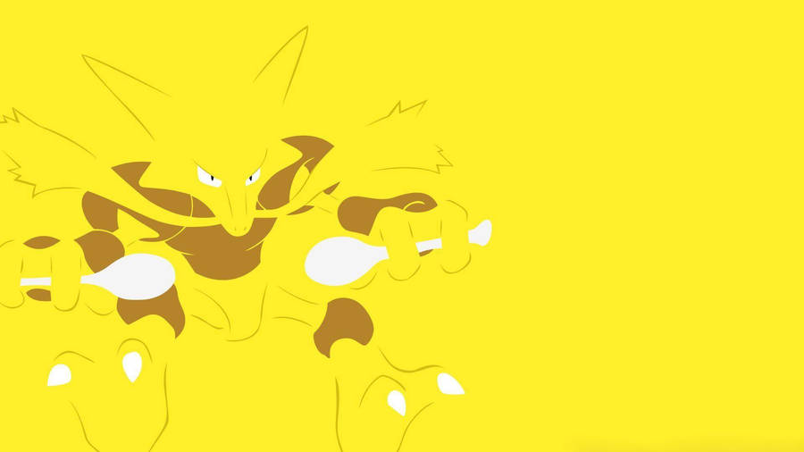 Alakazam Desktop Yellow Background Wallpaper