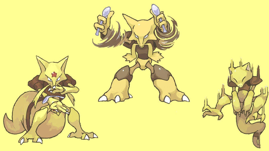 Alakazam Line Yellow Background Wallpaper