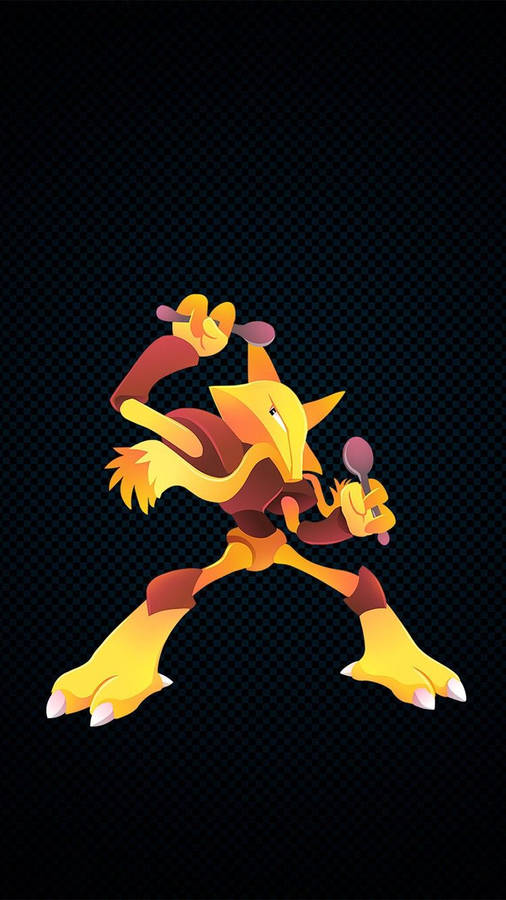 Alakazam Phone Posing Black Background Wallpaper