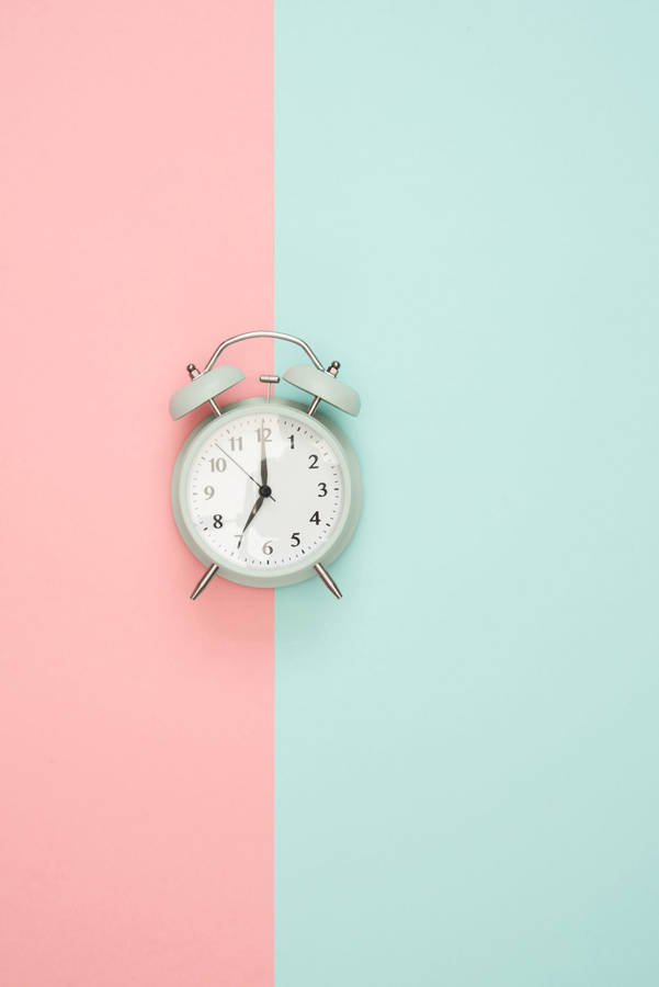 Alarm Clock Pastel Pink & Blue Wallpaper