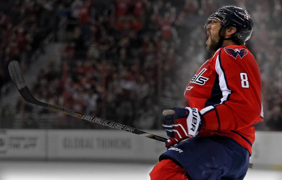 Alex Ovechkin Celebrates Victory With The Washington Capitals Wallpaper