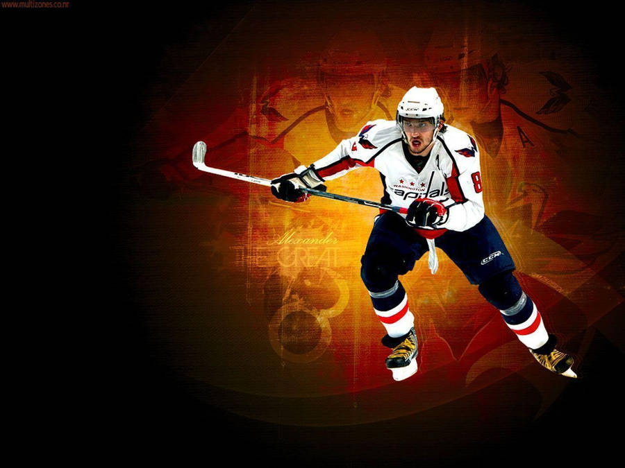 Alex Ovechkin Washington Capital Fan Art Golden Wallpaper