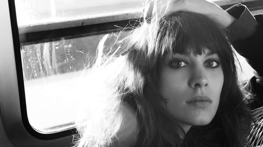 Alexa Chung Blackand White Portrait Wallpaper