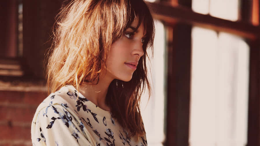 Alexa Chung Side Glance Profile Wallpaper