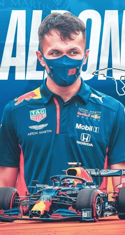 Alexander Albon Donning A Blue Face Mask Wallpaper