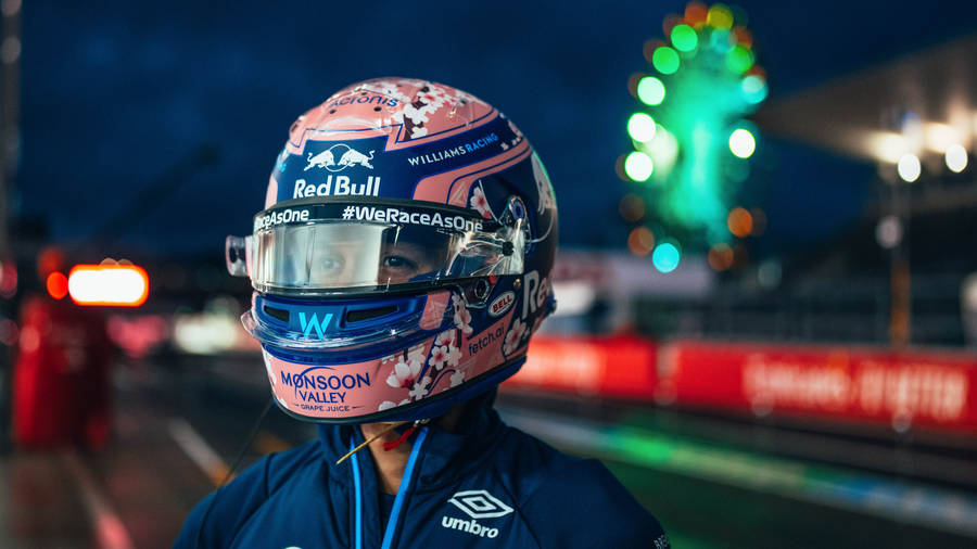 Alexander Albon In Floral Helmet Wallpaper