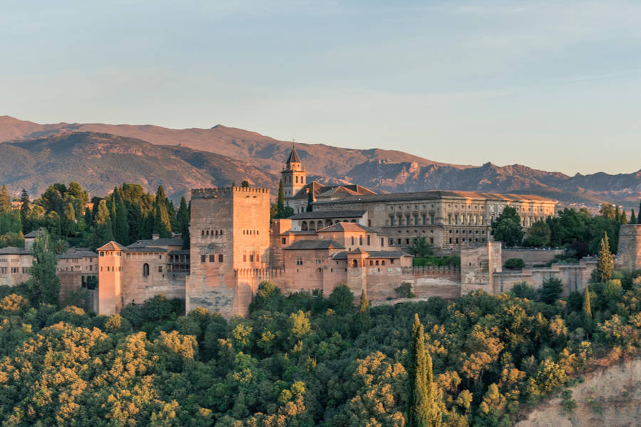 Alhambra Complex Sunset Wallpaper