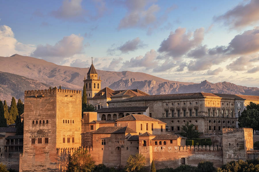 Alhambra Sunset Clouds Sky Wallpaper