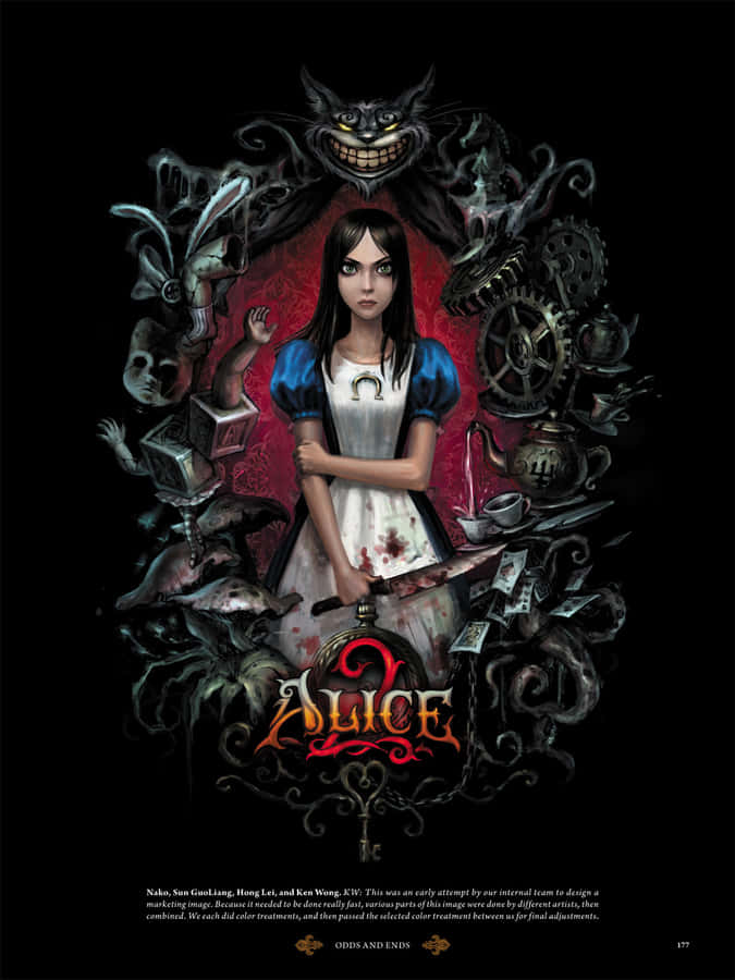 Alice 2 Poster - A Black And White Image Of A Woman With A Sword Wallpaper