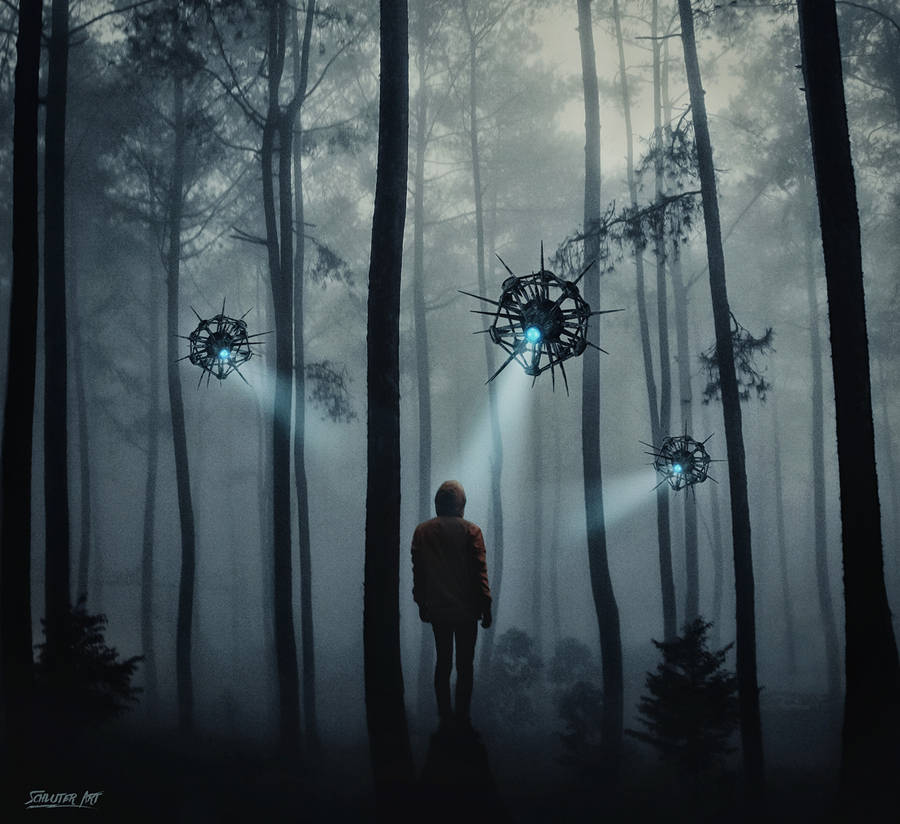 Alien Drones At The Forest Wallpaper