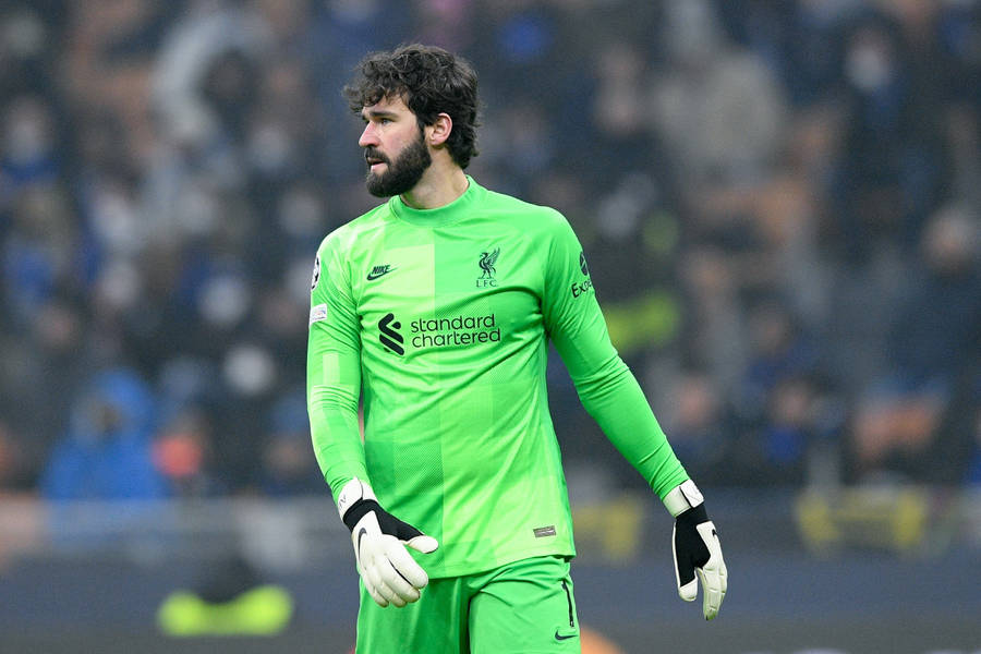 Alisson Becker Neon Green Liverpool Jersey Wallpaper