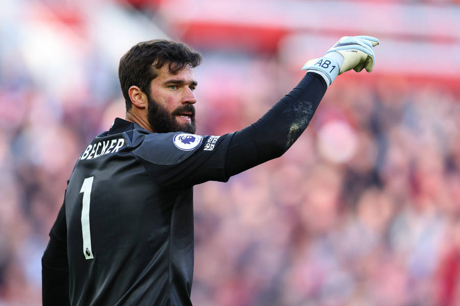 Alisson Becker Number 1 Liverpool Jersey Wallpaper